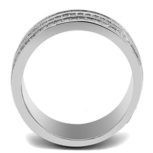 Load image into Gallery viewer, TK3028 - High polished (no plating) Stainless Steel Ring with Top Grade Crystal  in Clear