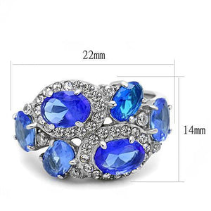 TK3030 - High polished (no plating) Stainless Steel Ring with Synthetic Synthetic Glass in Sapphire