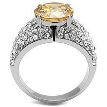 Load image into Gallery viewer, TK3031 - High polished (no plating) Stainless Steel Ring with AAA Grade CZ  in Champagne