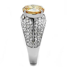 Load image into Gallery viewer, TK3031 - High polished (no plating) Stainless Steel Ring with AAA Grade CZ  in Champagne