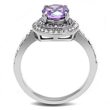 Load image into Gallery viewer, TK3032 - High polished (no plating) Stainless Steel Ring with AAA Grade CZ  in Amethyst