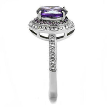 Load image into Gallery viewer, TK3032 - High polished (no plating) Stainless Steel Ring with AAA Grade CZ  in Amethyst