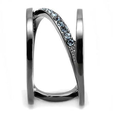 Load image into Gallery viewer, TK3038 - IP Light Black  (IP Gun) Stainless Steel Ring with Top Grade Crystal  in Capri Blue