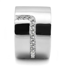 Load image into Gallery viewer, TK3040 - High polished (no plating) Stainless Steel Ring with Top Grade Crystal  in Clear