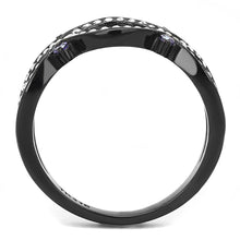 Load image into Gallery viewer, TK3047 - IP Black(Ion Plating) Stainless Steel Ring with AAA Grade CZ  in Amethyst