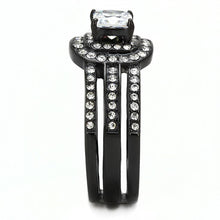 Load image into Gallery viewer, TK3048 - IP Black(Ion Plating) Stainless Steel Ring with AAA Grade CZ  in Clear