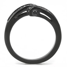 Load image into Gallery viewer, TK3049 - IP Black(Ion Plating) Stainless Steel Ring with Top Grade Crystal  in Clear