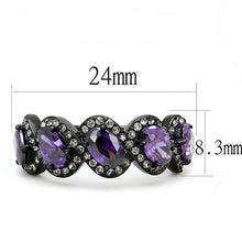 Load image into Gallery viewer, TK3051 - IP Black(Ion Plating) Stainless Steel Ring with AAA Grade CZ  in Amethyst