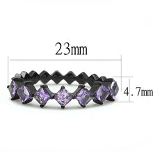 Load image into Gallery viewer, TK3054 - IP Black(Ion Plating) Stainless Steel Ring with AAA Grade CZ  in Amethyst