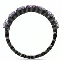 Load image into Gallery viewer, TK3054 - IP Black(Ion Plating) Stainless Steel Ring with AAA Grade CZ  in Amethyst