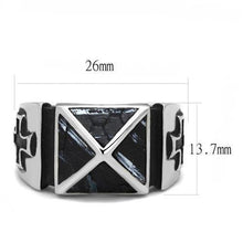 Load image into Gallery viewer, TK3075 - High polished (no plating) Stainless Steel Ring with Leather  in Jet