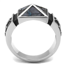 Load image into Gallery viewer, TK3075 - High polished (no plating) Stainless Steel Ring with Leather  in Jet