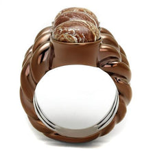 Load image into Gallery viewer, TK3081 - IP Coffee light Stainless Steel Ring with Semi-Precious Oligoclase in Multi Color