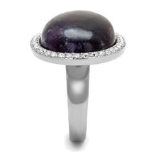 Load image into Gallery viewer, TK3083 - High polished (no plating) Stainless Steel Ring with Semi-Precious Amethyst Crystal in Amethyst