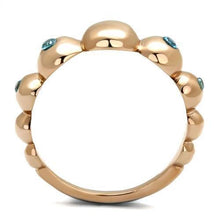 Load image into Gallery viewer, TK3088 - IP Rose Gold(Ion Plating) Stainless Steel Ring with AAA Grade CZ  in Sea Blue