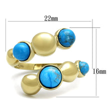 Load image into Gallery viewer, TK3091 - IP Gold(Ion Plating) Stainless Steel Ring with Semi-Precious Turquoise in Sea Blue