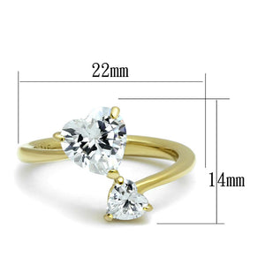 TK3093 - IP Gold(Ion Plating) Stainless Steel Ring with AAA Grade CZ  in Clear