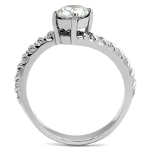 Load image into Gallery viewer, TK3094 - High polished (no plating) Stainless Steel Ring with AAA Grade CZ  in Clear