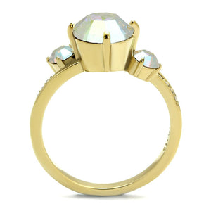 TK3095 - IP Gold(Ion Plating) Stainless Steel Ring with Top Grade Crystal  in Multi Color