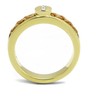 TK3096 - IP Gold(Ion Plating) Stainless Steel Ring with Top Grade Crystal  in Clear