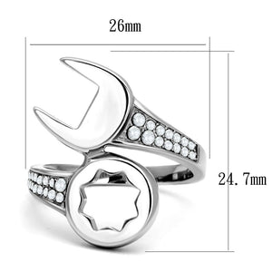 TK3097 - High polished (no plating) Stainless Steel Ring with AAA Grade CZ  in Clear