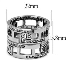 Load image into Gallery viewer, TK3105 - High polished (no plating) Stainless Steel Ring with Top Grade Crystal  in Clear