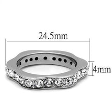 Load image into Gallery viewer, TK3106 - High polished (no plating) Stainless Steel Ring with Top Grade Crystal  in Clear