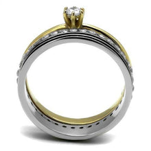 Load image into Gallery viewer, TK3108 - Two-Tone IP Gold (Ion Plating) Stainless Steel Ring with AAA Grade CZ  in Clear