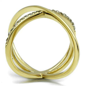 TK3109 - IP Gold(Ion Plating) Stainless Steel Ring with AAA Grade CZ  in Clear