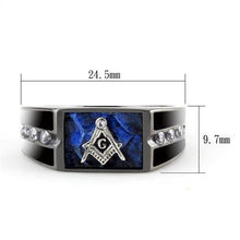 Load image into Gallery viewer, TK3116 - Two-Tone IP Black Stainless Steel Ring with AAA Grade CZ  in Clear