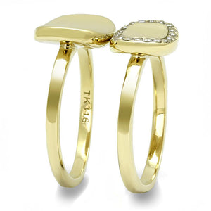 TK3121 - IP Gold(Ion Plating) Stainless Steel Ring with AAA Grade CZ  in Clear