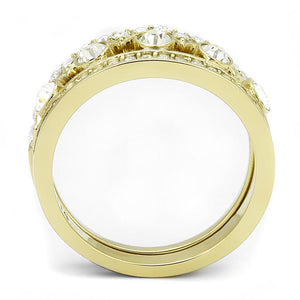 TK3123 - IP Gold(Ion Plating) Stainless Steel Ring with Top Grade Crystal  in Clear