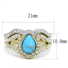 Load image into Gallery viewer, TK3124 - Two-Tone IP Gold (Ion Plating) Stainless Steel Ring with Synthetic Turquoise in Turquoise