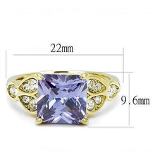 Load image into Gallery viewer, TK3125 - IP Gold(Ion Plating) Stainless Steel Ring with AAA Grade CZ  in Light Amethyst