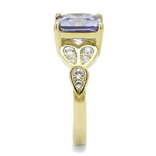 Load image into Gallery viewer, TK3125 - IP Gold(Ion Plating) Stainless Steel Ring with AAA Grade CZ  in Light Amethyst