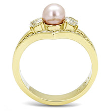 Load image into Gallery viewer, TK3126 - IP Gold(Ion Plating) Stainless Steel Ring with Synthetic Pearl in Rose