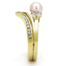 Load image into Gallery viewer, TK3126 - IP Gold(Ion Plating) Stainless Steel Ring with Synthetic Pearl in Rose