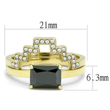 Load image into Gallery viewer, TK3127 - IP Gold(Ion Plating) Stainless Steel Ring with AAA Grade CZ  in Black Diamond