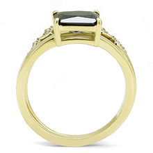 Load image into Gallery viewer, TK3127 - IP Gold(Ion Plating) Stainless Steel Ring with AAA Grade CZ  in Black Diamond