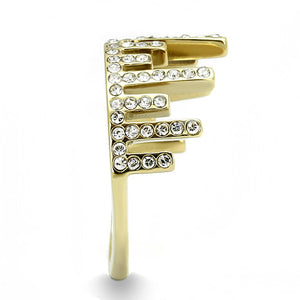 TK3129 - IP Gold(Ion Plating) Stainless Steel Ring with Top Grade Crystal  in Clear