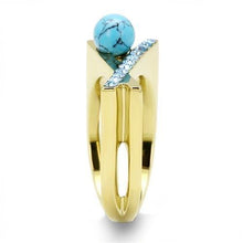 Load image into Gallery viewer, TK3130 - IP Gold(Ion Plating) Stainless Steel Ring with Synthetic Turquoise in Turquoise