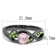 Load image into Gallery viewer, TK3132 - IP Light Black  (IP Gun) Stainless Steel Ring with AAA Grade CZ  in Rose