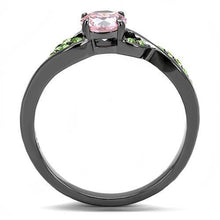 Load image into Gallery viewer, TK3132 - IP Light Black  (IP Gun) Stainless Steel Ring with AAA Grade CZ  in Rose