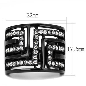 TK3134 - IP Light Black  (IP Gun) Stainless Steel Ring with Top Grade Crystal  in Clear