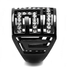 Load image into Gallery viewer, TK3134 - IP Light Black  (IP Gun) Stainless Steel Ring with Top Grade Crystal  in Clear