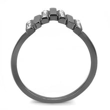 Load image into Gallery viewer, TK3135 - IP Light Black  (IP Gun) Stainless Steel Ring with Top Grade Crystal  in Clear