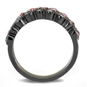 TK3136 - IP Light Black & IP Light coffee Stainless Steel Ring with Top Grade Crystal  in Multi Color