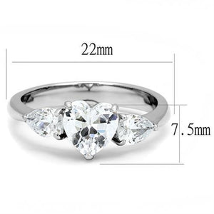 TK3138 - High polished (no plating) Stainless Steel Ring with AAA Grade CZ  in Clear