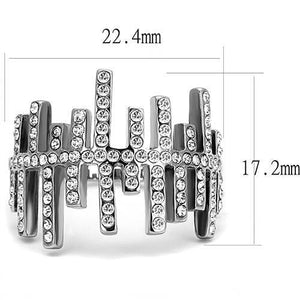 TK3140 - High polished (no plating) Stainless Steel Ring with Top Grade Crystal  in Clear