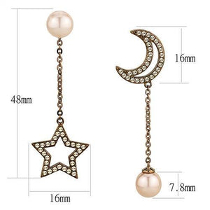 TK3155 - IP Coffee light Stainless Steel Earrings with Synthetic Pearl in Light Peach